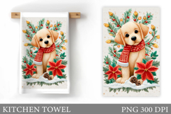 Christmas Dog Kitchen Towel. Christmas Kitchen Towel Design Product Image 1