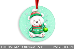 Polar Bear Christmas Ornament. Christmas Bear Sublimation Product Image 1