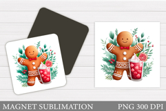 Gingerbread Magnet Design. Christmas Magnet Sublimation Product Image 1