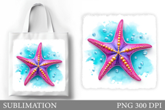 Starfish Tote Bag Sublimation. Sea Sublimation Product Image 1