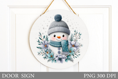Christmas Snowman Door Sign. Christmas Door Sign Design Product Image 1