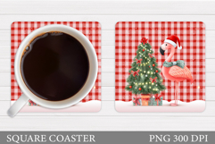 Christmas Flamingo Coaster. Christmas Coaster Design Product Image 1
