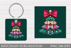 Christmas Tree Keychain. Christmas Round Keychain Design Product Image 1