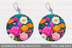 Flowers Earring Design. Floral Earring Sublimation Product Image 1