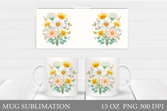 Flowers Mug Sublimation. Wildflowers Mug Design Product Image 1