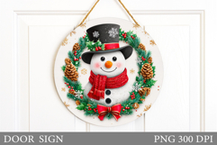 Cute Snowman Door Sign Design. Christmas Sublimation Product Image 1