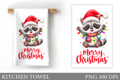 Christmas Raccoon Kitchen Towel. Christmas Kitchen Towel Product Image 1