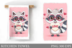 Valentine Raccoon Kitchen Towel. Valentines Kitchen Towel Product Image 1