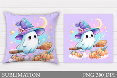 Halloween Ghost Pillow Design. Halloween Ghost Sublimation Product Image 1