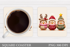 Christmas Bird Coaster Design. Christmas Coaster Sublimation Product Image 1