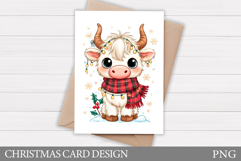 Christmas Cow Card Printable. Christmas Card Design Product Image 1