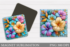 Flowers Magnet Sublimation. Floral Magnet Design Product Image 1