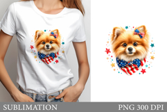Patriotic Dog Sublimation. Patriotic Dog T-Shirt Design Product Image 1