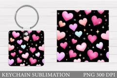 Hearts Keychain Design. Valentine Keychain Sublimation Product Image 1