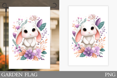 Cute Bunny Garden Flag. Summer Garden Flag Sublimation Product Image 1