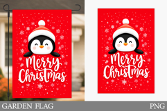 Christmas Penguin Garden Flag. Christmas Garden Flag Design Product Image 1