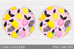 Lemons Car Coaster Design. Lemons Sublimation Product Image 1