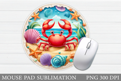 Crab Mouse Pad Design. Sea Mouse Pad Sublimation Product Image 1