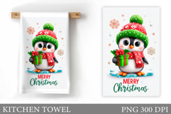 Christmas Penguin Kitchen Towel. Christmas Kitchen Towel Product Image 1