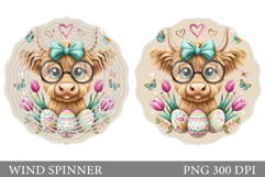 Easter Cow Wind Spinner. Easter Wind Spinner Sublimation Product Image 1