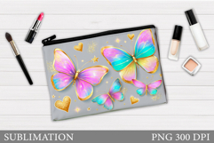 Butterflies Makeup Bag. Butterflies Sublimation Product Image 1