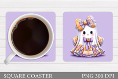 Patchwork Chost Coaster. Halloween Coaster Sublimation Product Image 1