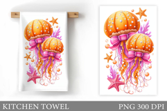 Jellyfish Kitchen Towel Design. Jellyfish Sublimation Product Image 1