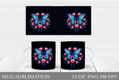 Butterfly Mug Sublimation. Butterfly Flowers Mug Design Product Image 1