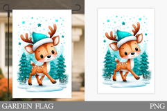Reindeer Garden Flag. Christmas Garden Flag Sublimation Product Image 1