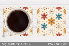Snowflakes Coaster Sublimation. Winter Square Coaster Product Image 1