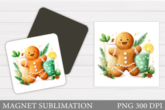Gingerbread Magnet Design. Christmas Magnet Sublimation Product Image 1