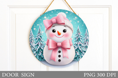 Cute Snowman Door Sign. Christmas Door Sign Sublimation Product Image 1