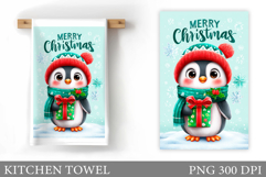 Christmas Penguin Kitchen Towel. Christmas Kitchen Towel Product Image 1