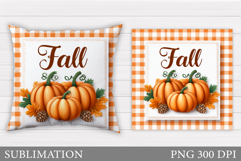 Fall Pumpkin Pillow Design. Fall Leaves Pillow Sublimation Product Image 1