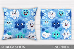 Funny Snowflakes Pillow. Cute Snowflakes Pillow Sublimation Product Image 1