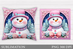 Christmas Snowman Pillow. Christmas Pillow Sublimation Product Image 1