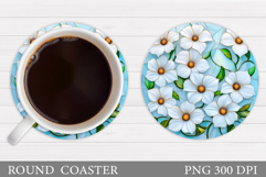 Floral Coaster Design. Flowers Coaster Sublimation Product Image 1