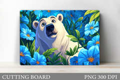 Cute Bear Cutting Board. Bear Flowers Cutting Board Design Product Image 1