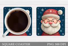 Cute Santa Coaster Sublimation. Santa Claus Coaster Design Product Image 1