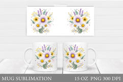 Wildflowers Mug Sublimation. Flowers Mug Wrap Design Product Image 1