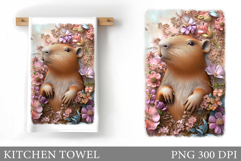 Capybara Kitchen Towel Design. Carybara Sublimation Product Image 1