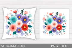 Flowers Pillow Sublimation. Floral Pillow Design Product Image 1