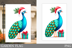 Christmas Peacock Garden Flag. Christmas Garden Flag Design Product Image 1