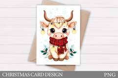 Christmas Cow Card Printable. Christmas Card Design Product Image 1