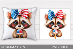Patriotic Raccoon Pillow. Patriotic Pillow Design Product Image 1