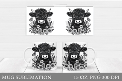 Highland Cow Mug Design. Cute Cow Sublimation Product Image 1