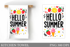 Summer Kitchen Towel Design. Ice Cream Kitchen Towel Product Image 1