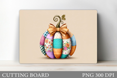 Patchwork Pumpkin Cutting Board. Fall Kitchen Cutting Board Product Image 1