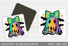 Cute Ghost Magnet Design. Halloween Magnet Sublimation Product Image 1