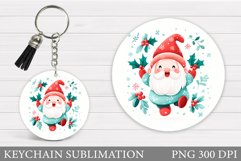 Christmas Gnome Keychain. Christmas Keychain Sublimation Product Image 1
